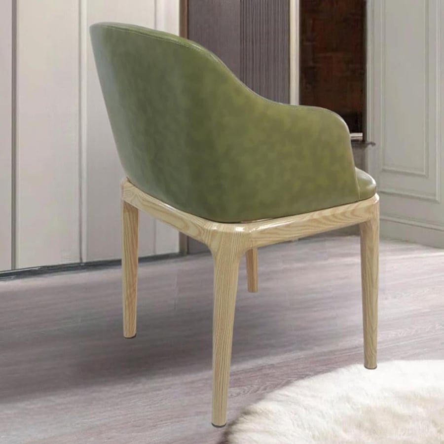 كرسي طعام خشب مع مقعد جلد اخضر  GWD1258GREEN