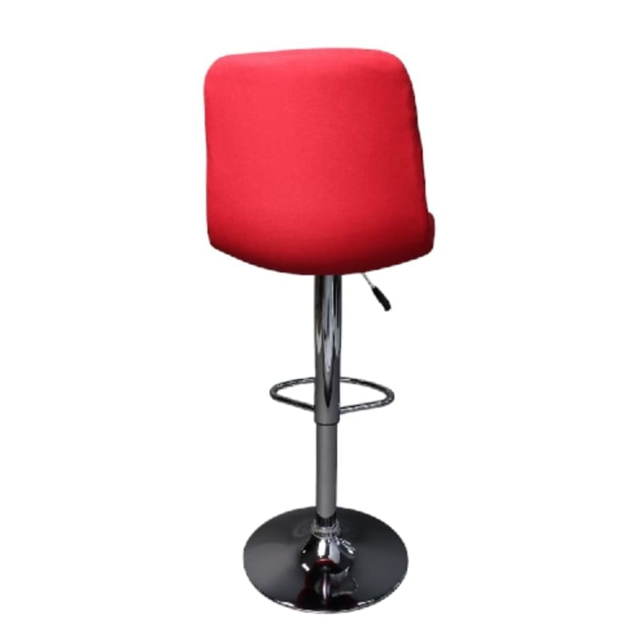 Red fabric bar stool with silver steel hydraulic base GWD1187