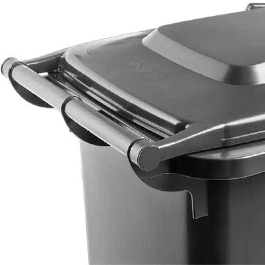 Large plastic trash container with cart and side pedal gray 220 liters GWD770E