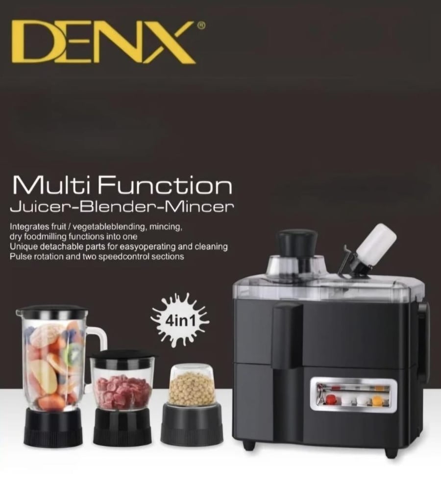 Dineex food processor 4×1 black color juicer, blender, and grinder 1000ml 800W model number DX2500B