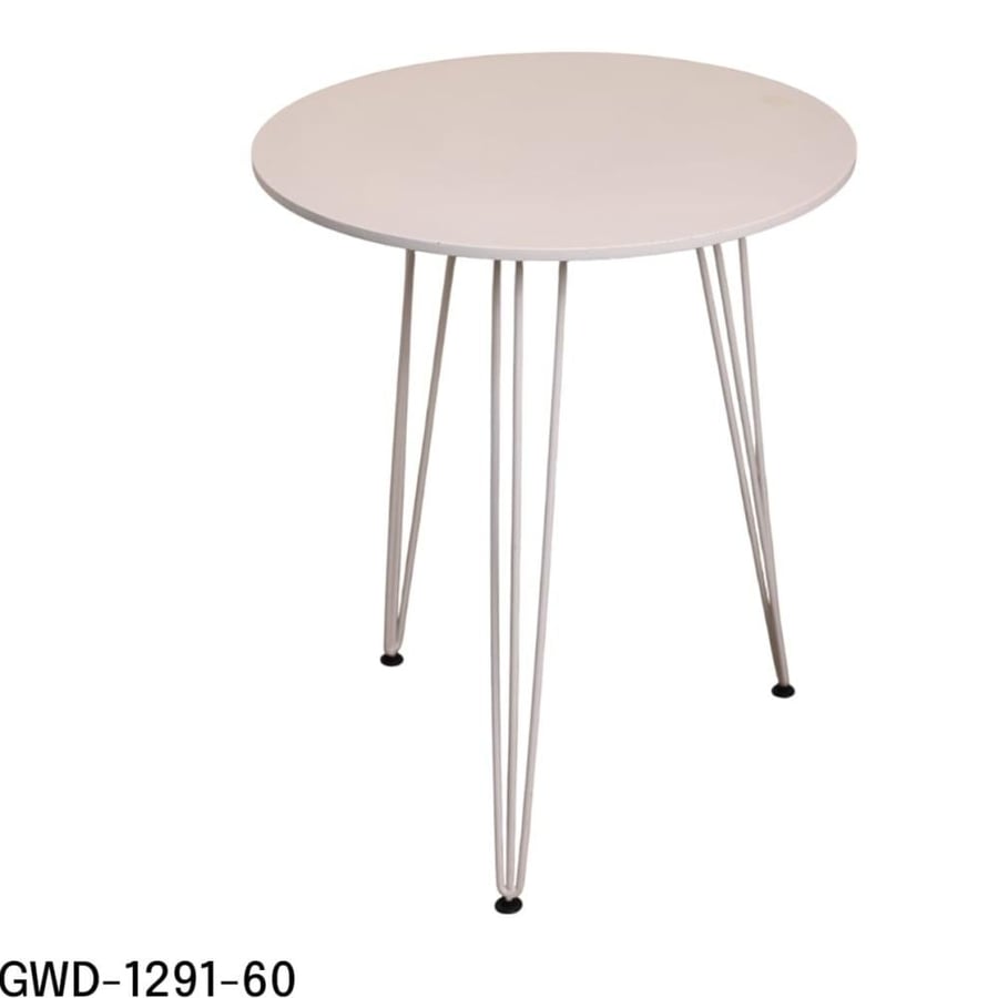 طاولة طعام دائرية 60CM سطح خشب مع قاعدة حديد 3ارجل لون ابيض GWD1291-60W
