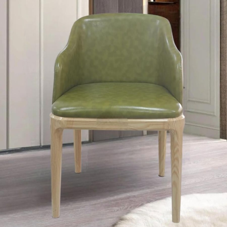 كرسي طعام خشب مع مقعد جلد اخضر  GWD1258GREEN