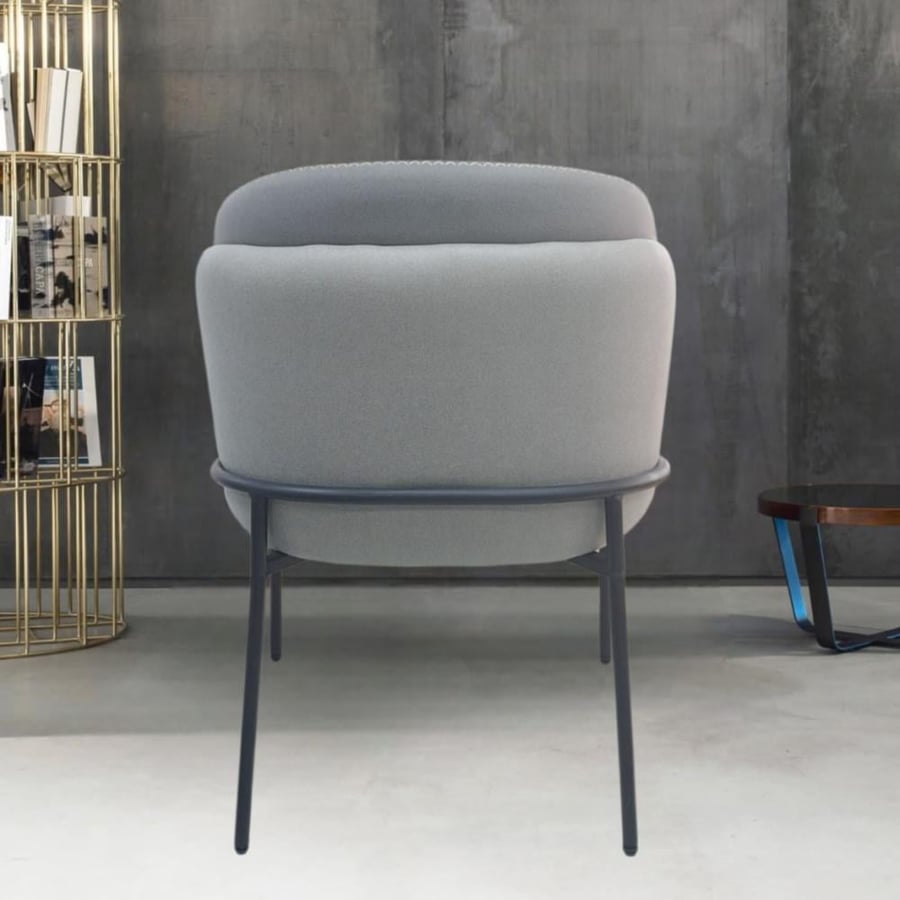 Fabric dining chair, gray color, with black iron leg base F-693BGRAY