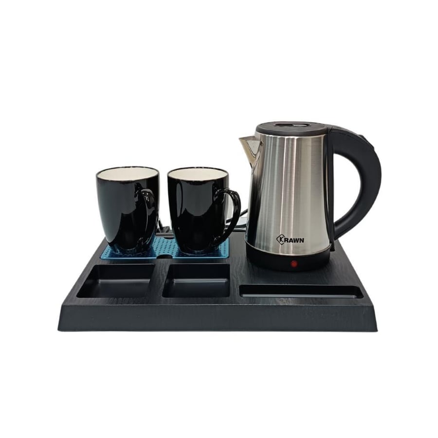 طقم غلاية فندقية كراون ستانليس استيل بسعة 0.8 لتر وبقوة 1000 وات KR37908