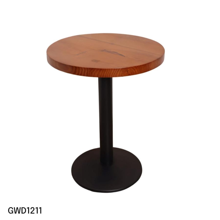 Round brown wooden dining table 60CM black iron base GWD1212BROWN
