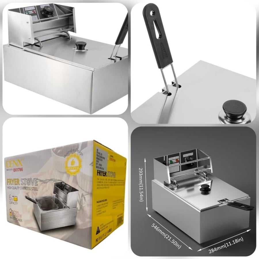 Denix electric frying pan stainless steel 6 liters with power 2500 watts model number DX1796-6L