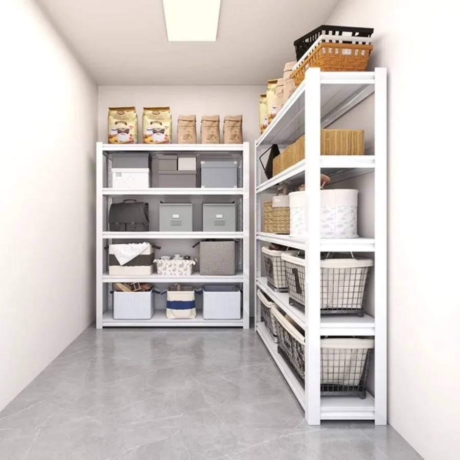 Wooden storage shelves with metal frame to bear weights, 5 tiers, size 45×120×198 cm, model HY9W