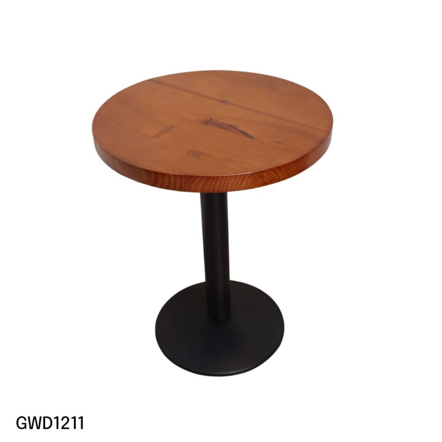 Round brown wooden dining table 60CM black iron base GWD1212BROWN