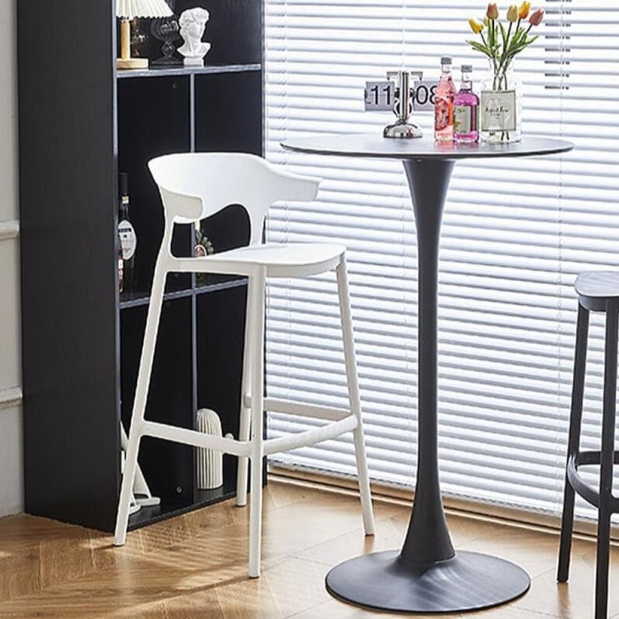 Black fiber bar chair with fixed base 6116BLACK