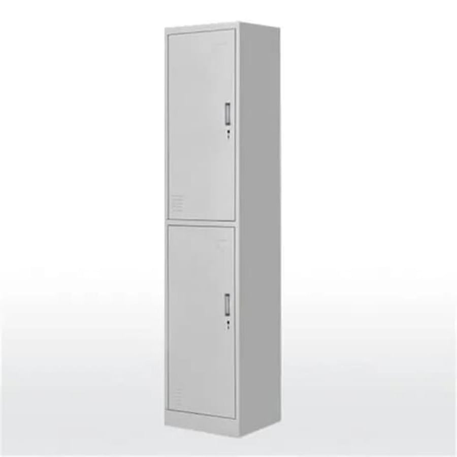 دولاب امانات وملابس حديد بابين مع ارفف داخلية مقاس 185×38×42 رصاصي W001-2GRAY