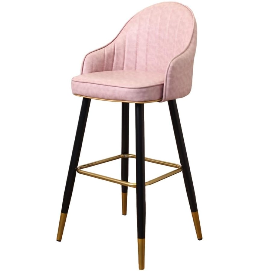 Pink leather bar stool and black iron leg base HS-160APINK
