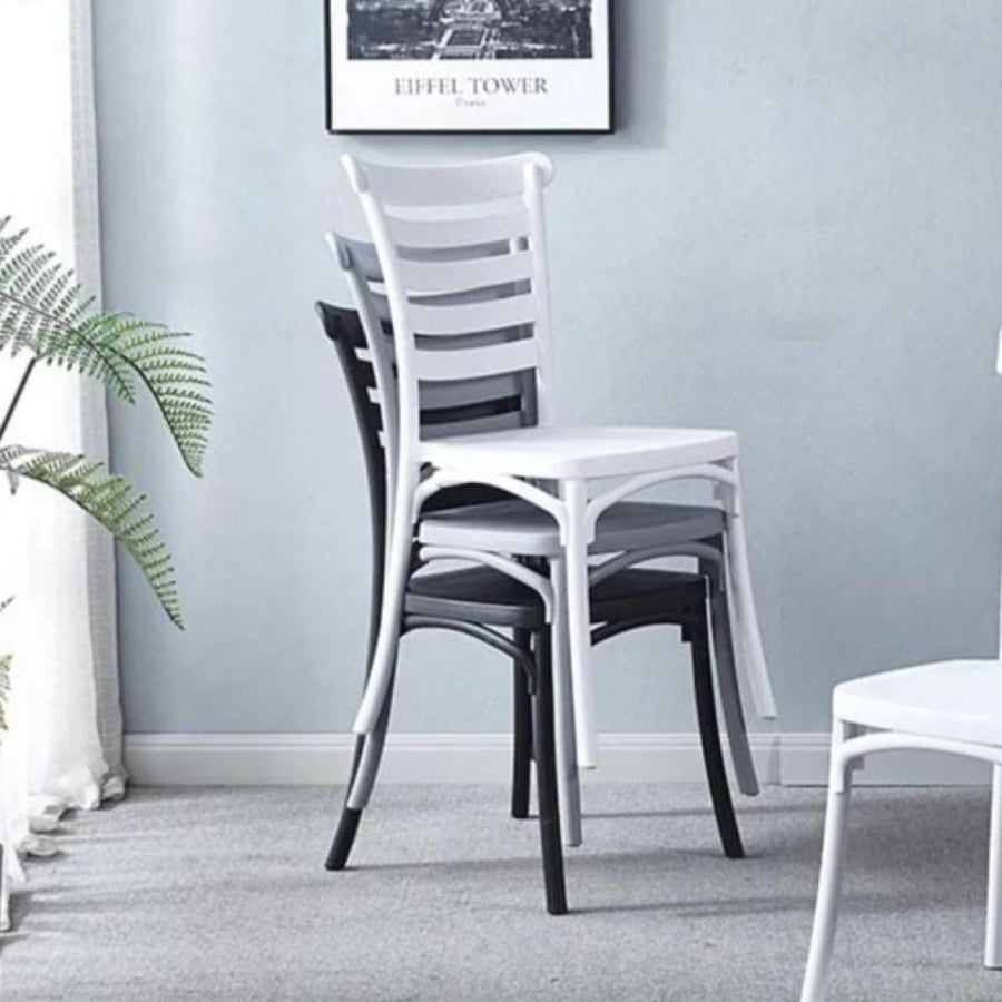 كرسي طعام وكافية فايبر خارجي لون اسود  THDC654BLACK