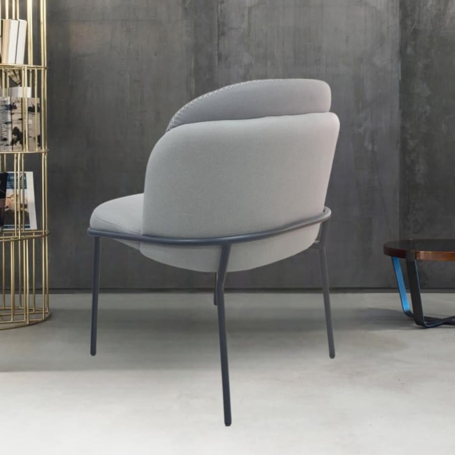 Fabric dining chair, gray color, with black iron leg base F-693BGRAY