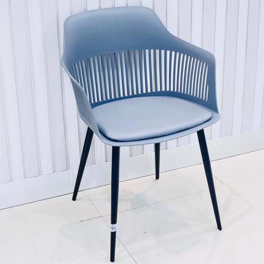 كرسي طعام فايبر ازرق غامق مع مقعد قماش ازرق GWD1577BLUE