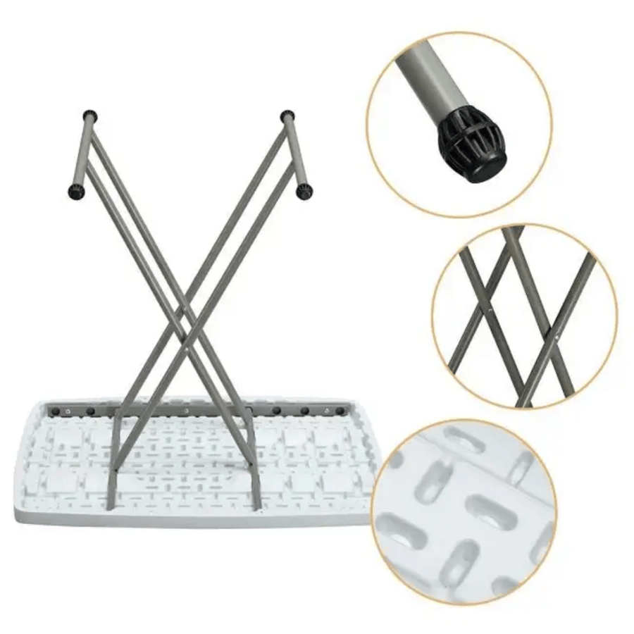 Fibre table for events rectangular small white color with legs foldable size 76cm×50cm model HQSJ32