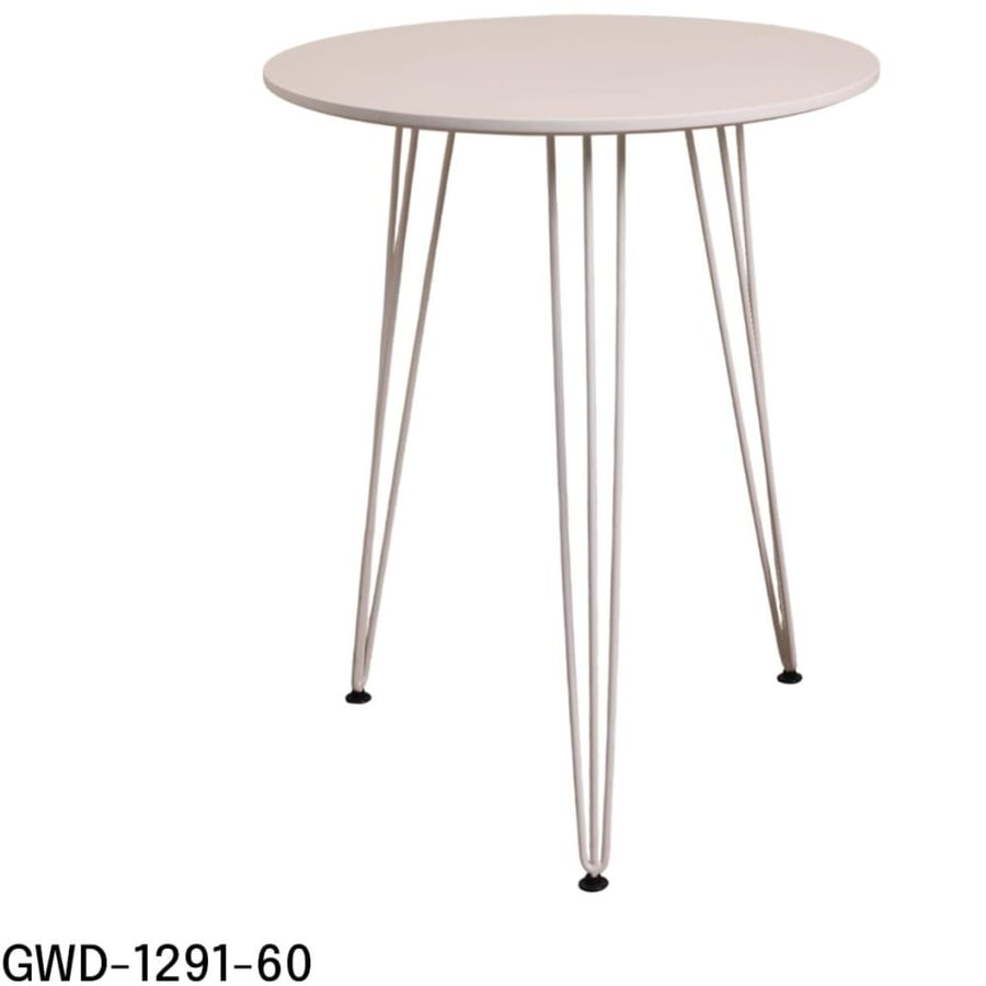 طاولة طعام دائرية 60CM سطح خشب مع قاعدة حديد 3ارجل لون ابيض GWD1291-60W