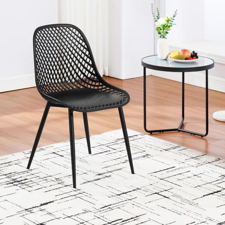 كرسي طعام وكافية فايبر خارجي لون اسود  THDC931BLACK
