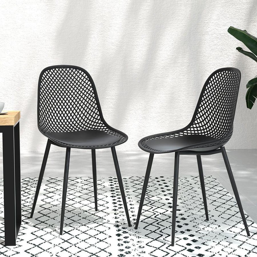 كرسي طعام وكافية فايبر خارجي لون اسود  THDC931BLACK