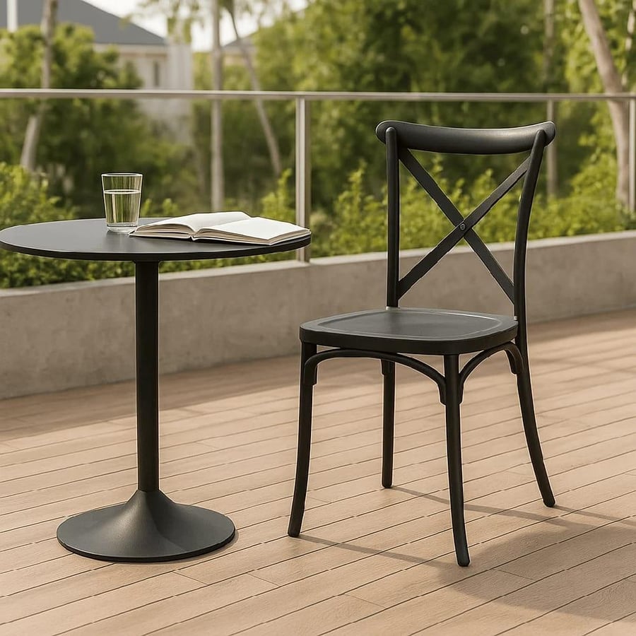 كرسي طعام وكافية فايبر لون اسود IEASY1789BLACK