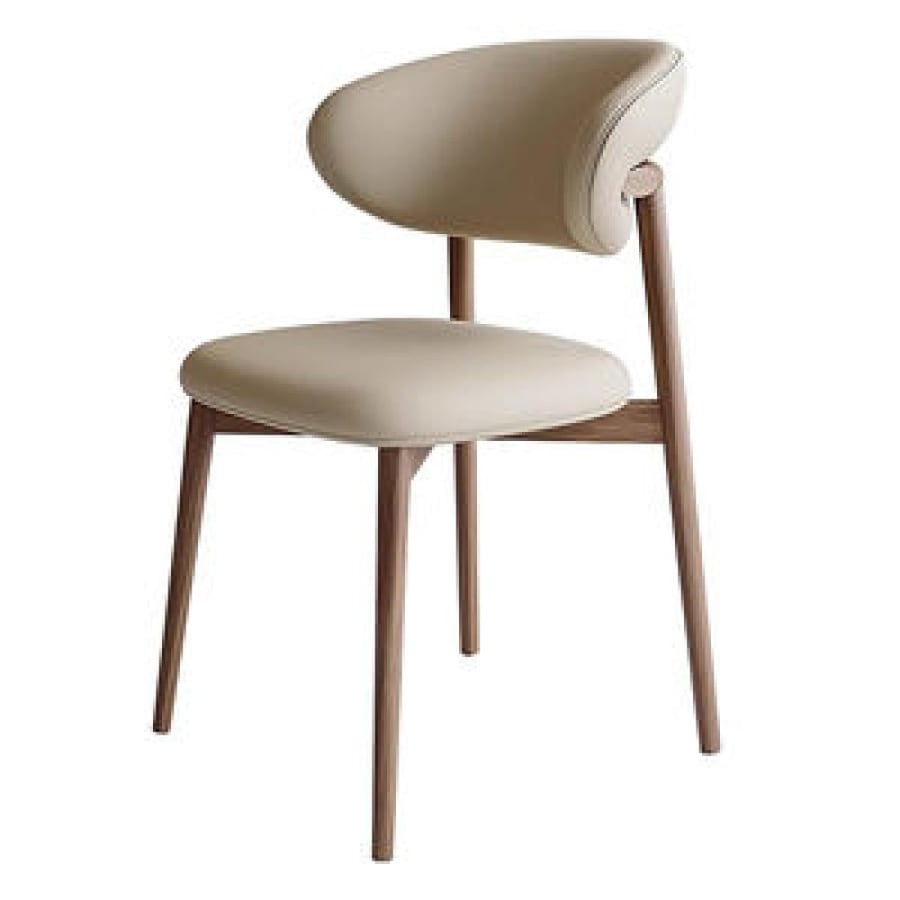 Wooden dining chair with beige leather seat and back GWD1590BEIGE