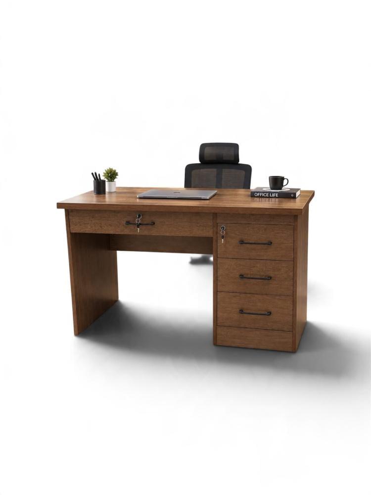 مكتب خشبي عملي لون بني جوزي مقاس 120 سم      FF-1211WALNUT-9