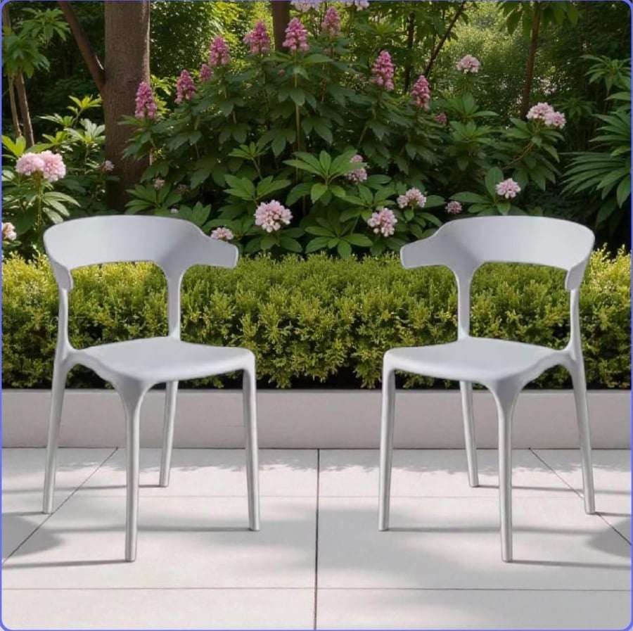 2 White fiber dining chairs YC-NJ02