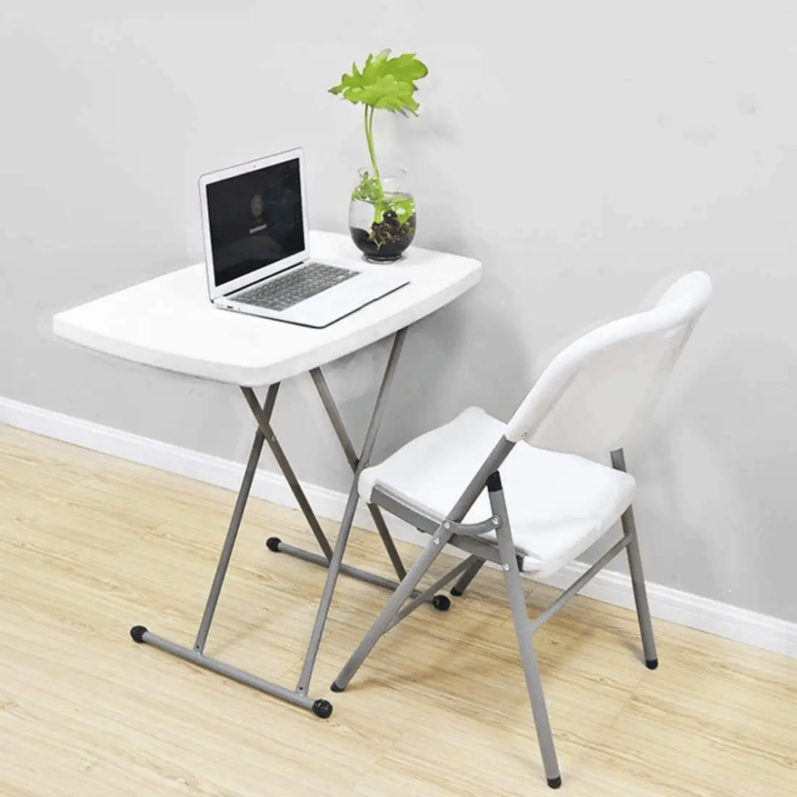 Fibre table for events rectangular small white color with legs foldable size 76cm×50cm model HQSJ32