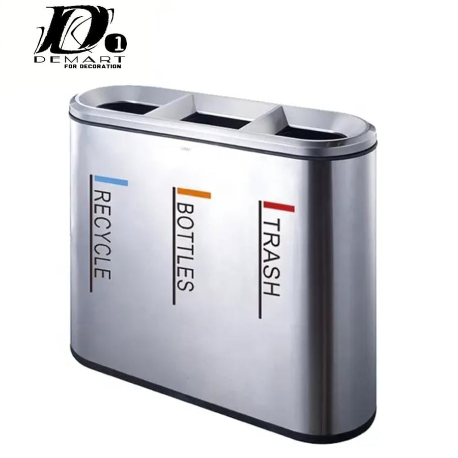 External stainless steel trash bin with 3 openings GWD1545