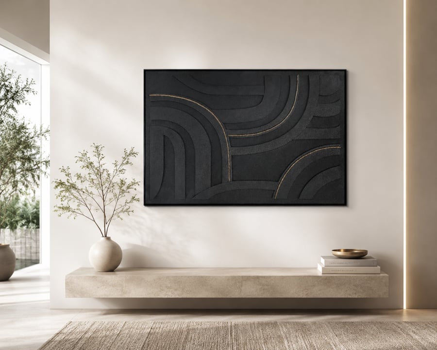 لوحة ديكور راقية بإطار أسود مقاس 100 × 150 سم