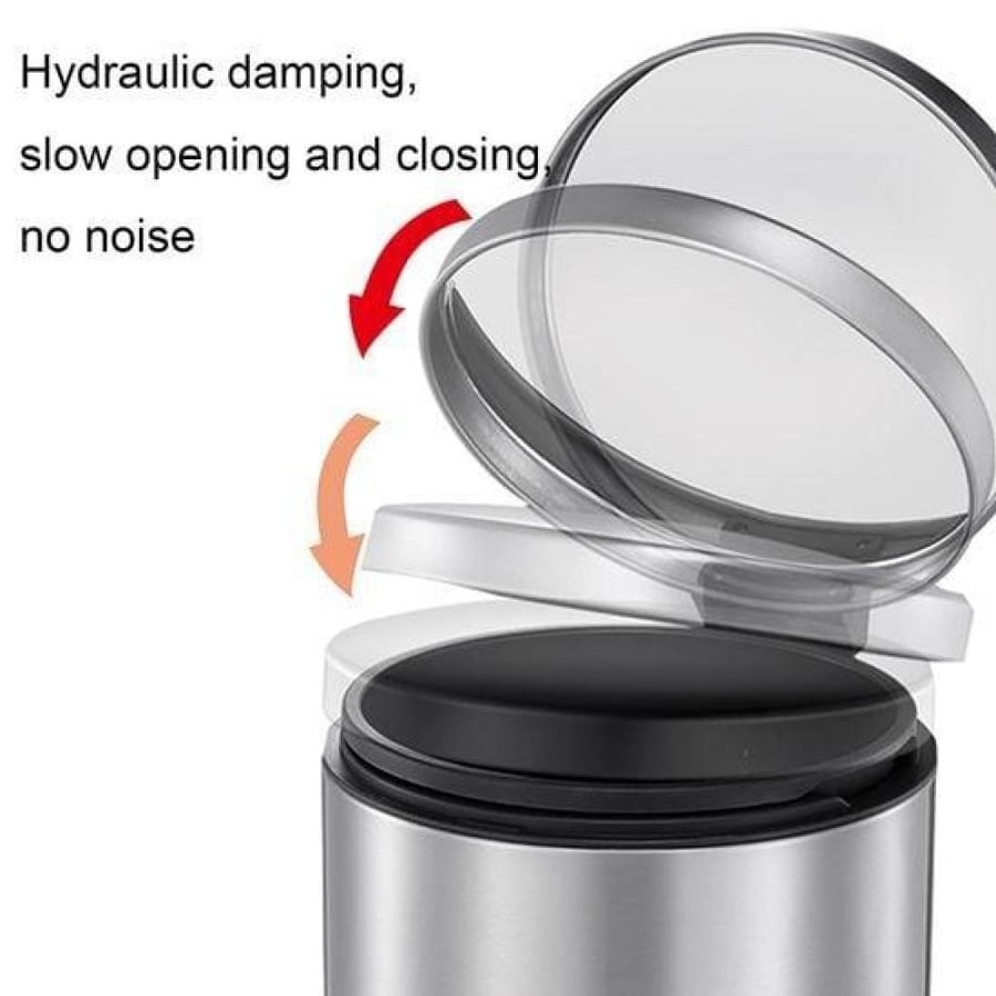 Circular cylindrical trash bin with pedal, stainless steel, silver, 30 liters, SYB-340