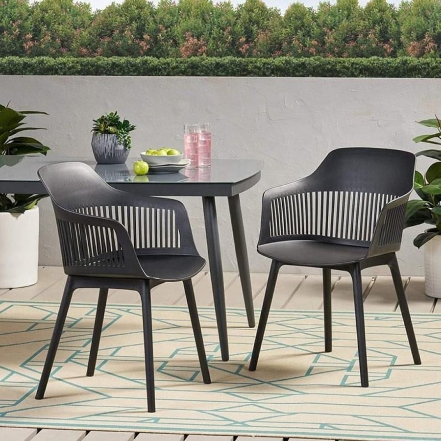 كرسي طعام فايبر اسود مع مقعد قماش اسود GWD1577BLACK