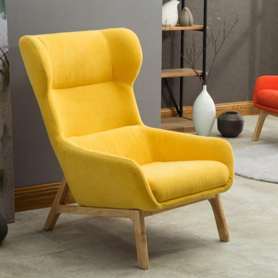 A comfortable, hospitable, and relaxing chair, yellow fabric GWD1378YELLOW