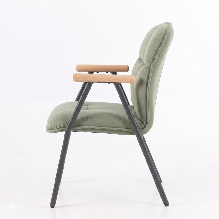 Dining and cafe chair, velvet wood, green color, ZH033GREEN