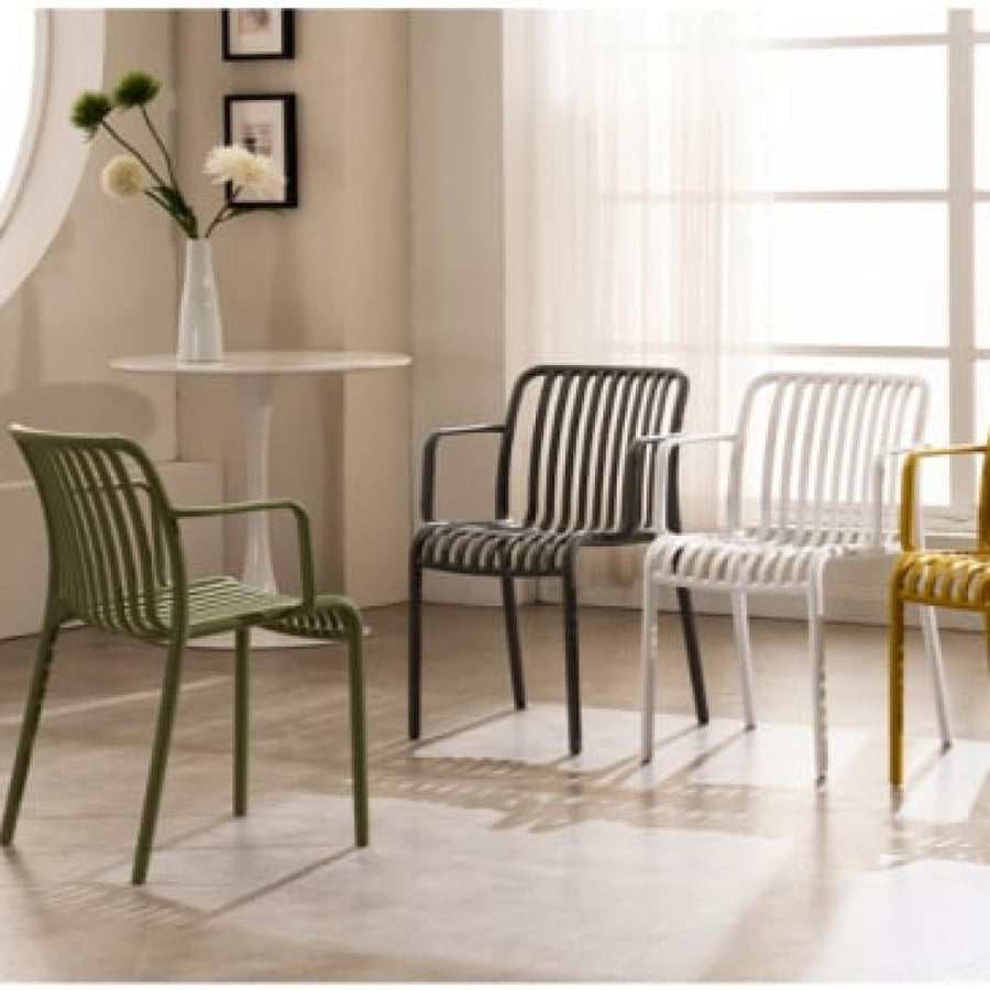 كرسي طعام وكافية فايبر خارجي لون رصاصي  THDC610GRAY