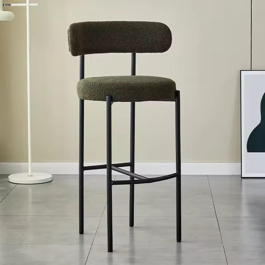 كرسي بار قماش اخضر و قاعدة اربع ارجل حديد لون اسود IEASYF37GREEN