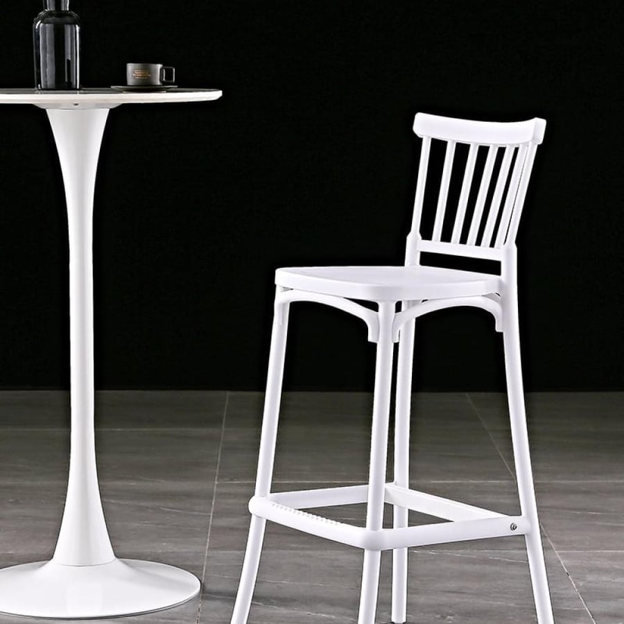 كرسي بار فايبر ابيض بقاعدة ثابتة 6162WHITE