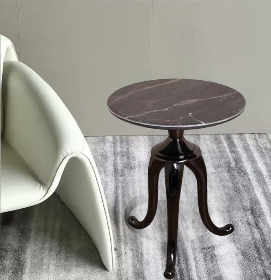 Luxury round coffee table 45cm marble surface and dark gray ceramic base GWD1503GRAY