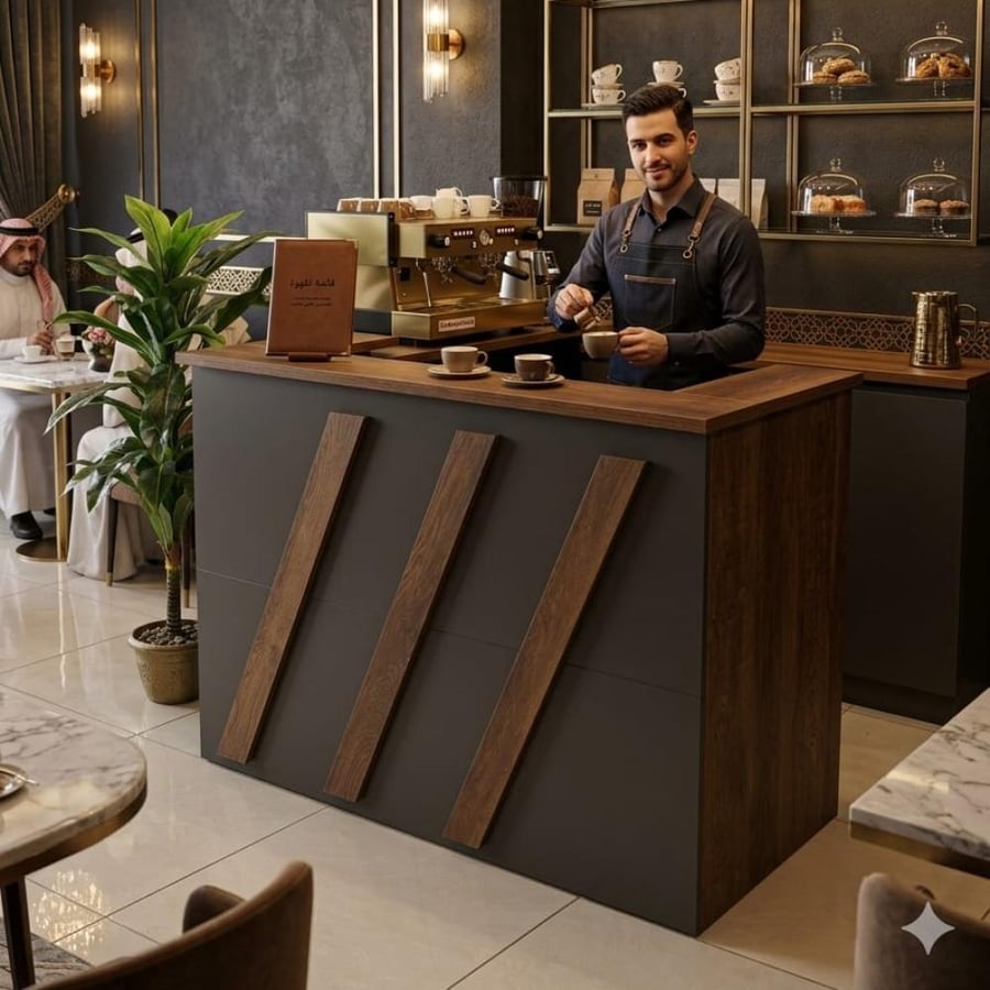 كاونتر استقبال خشبي مع أدراج 120CM*65CM*105CM بني مع رصاصي DM-A15BROWNGRAY