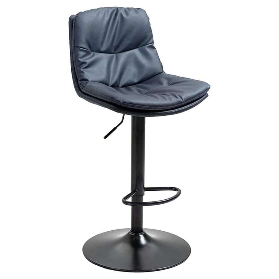 كرسي بار جلد اسود مع قاعدة ستيل اسود H-9015BLACK