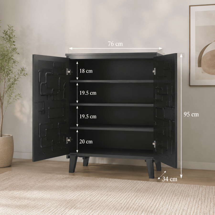 خزانة أحذية ماليزية ٧٦ سم باللون الأسود