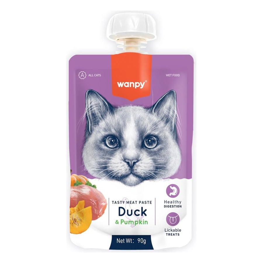 Wanpy Tasty Meat Paste for Cats, Duck, Carrot & Pea 90g