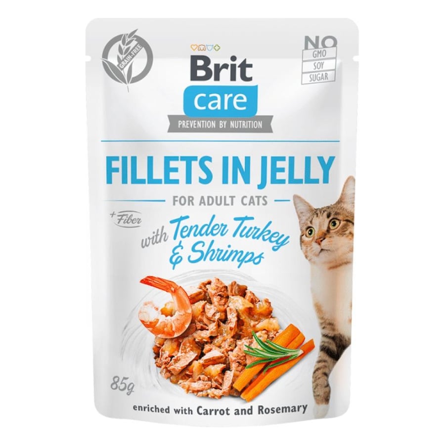 Brit Care Cat Fillets in Jelly with Tender Turkey & Shrimps 85g