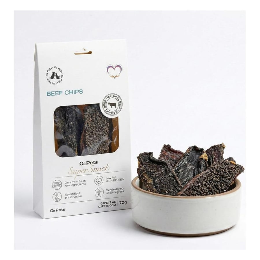 O2 Pets Snack Beef Chips, 70g
