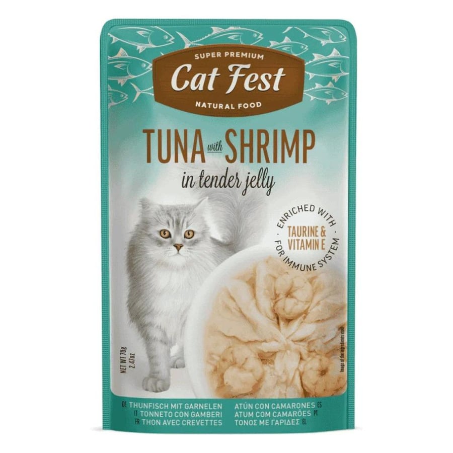 Catfest Wet Food Tuna & Shrimp Fillet Pouch, 70g