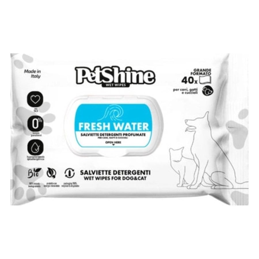 Pet Shine Wet Wipes, Fresh Water