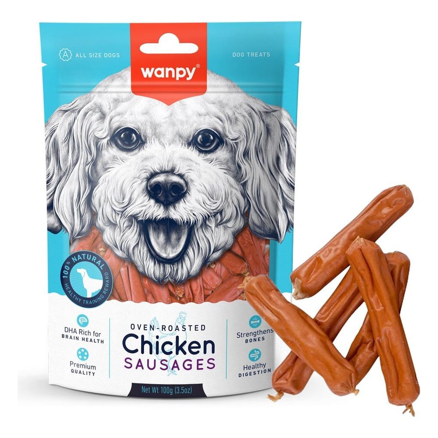 Wanpy Chicken Sausages for Dogs, 100g