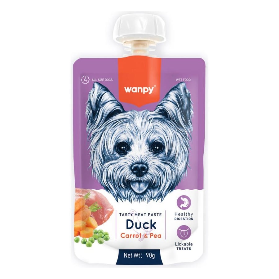 Wanpy Tasty Meat Paste for Dogs, Duck, Carrot & Pea 90g