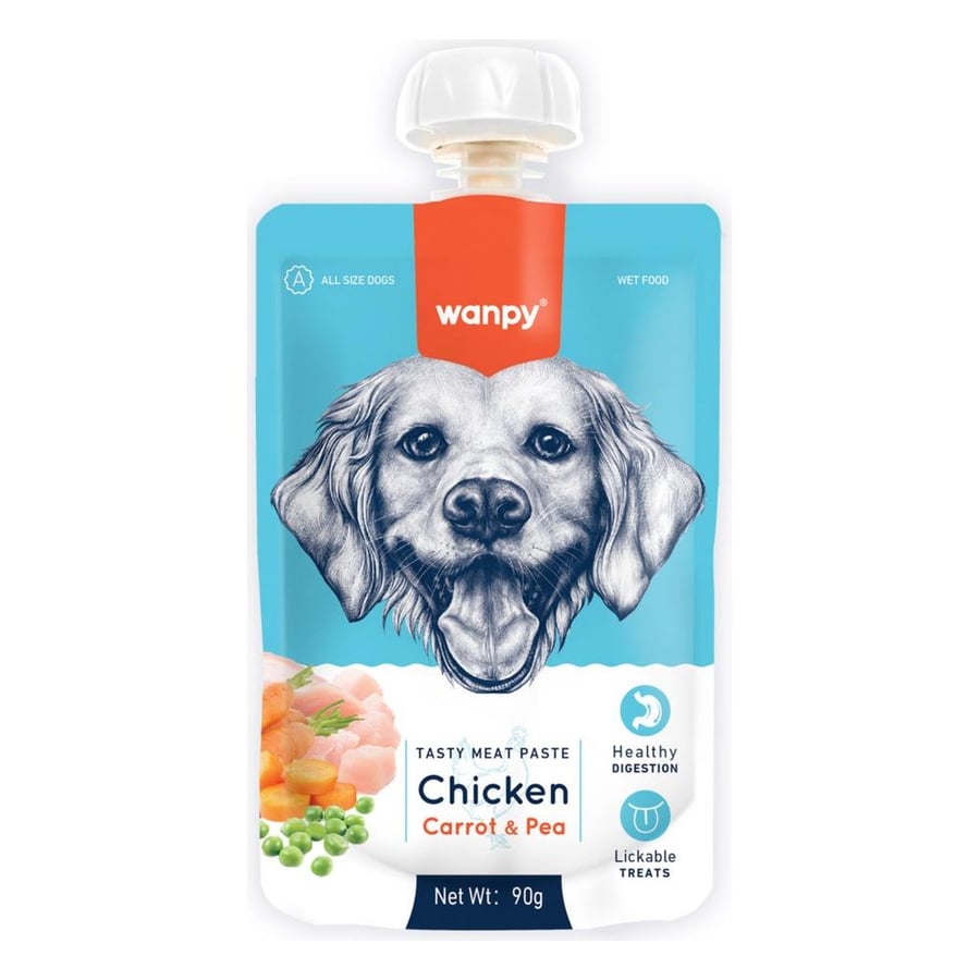 Wanpy Tasty Meat Paste for Dogs, Chicken, Carrot & Pea 90g