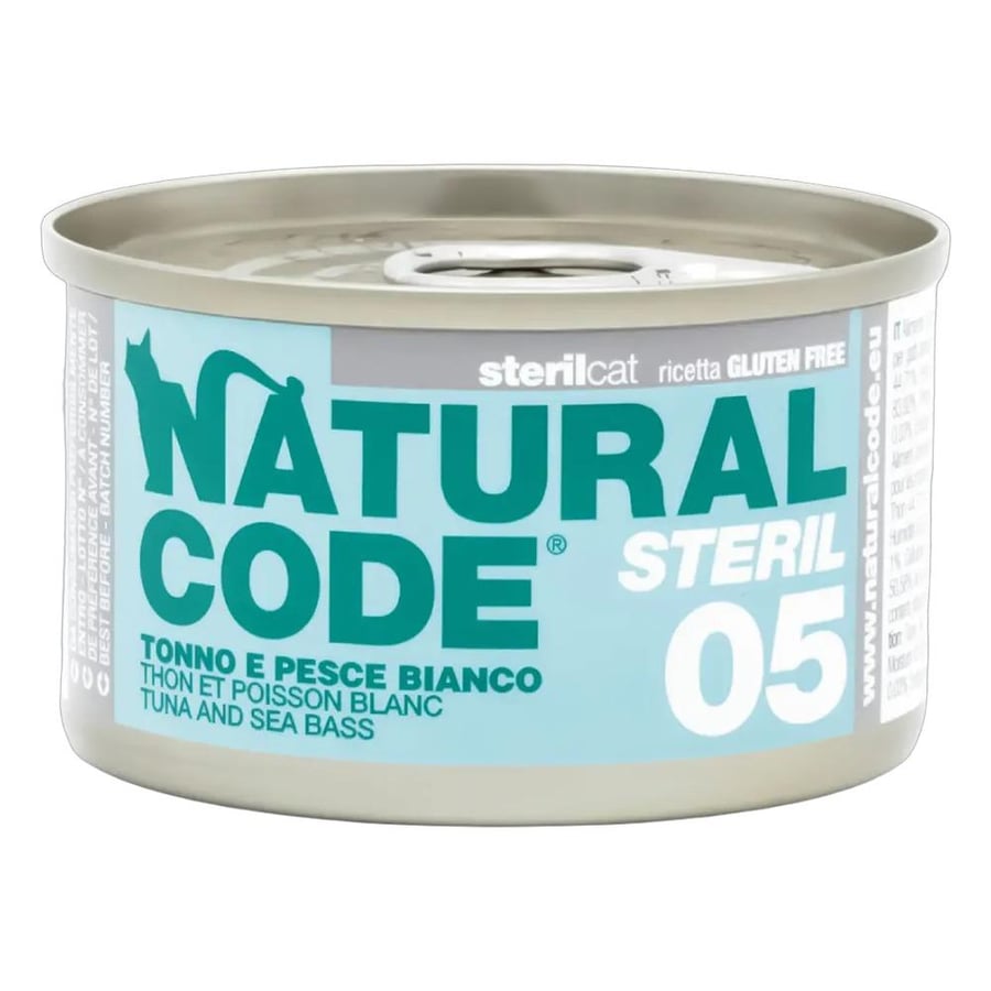 Natural Code ST05 Cans Tuna & Sea Bass for Cats 85g