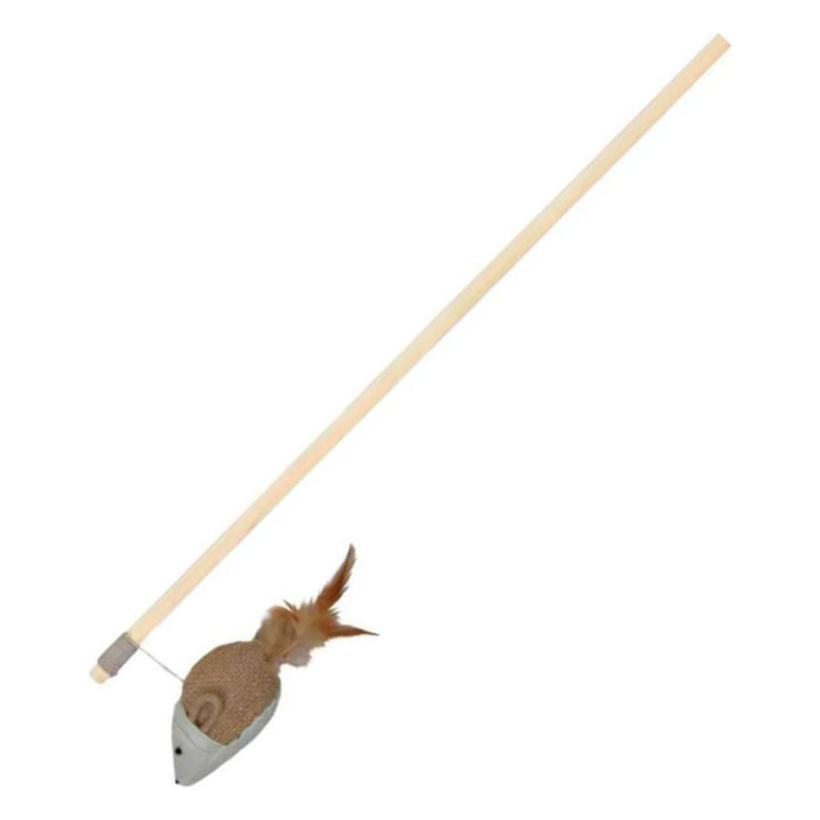 Playing rod mouse with feathers 50 cm